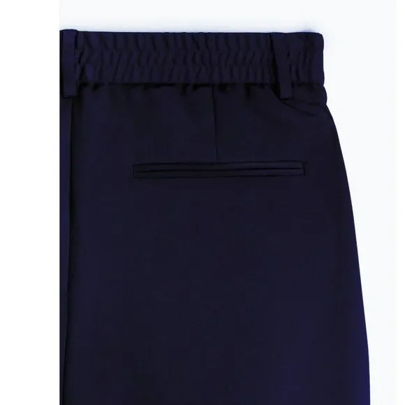 NWT MAN SATIN EFFECT PLEATED PANTS NAVY BLUE - Picture 7 of 8